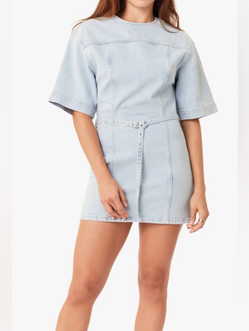 Habitual Light Blue Denim Mini Skirt with Slim Belt